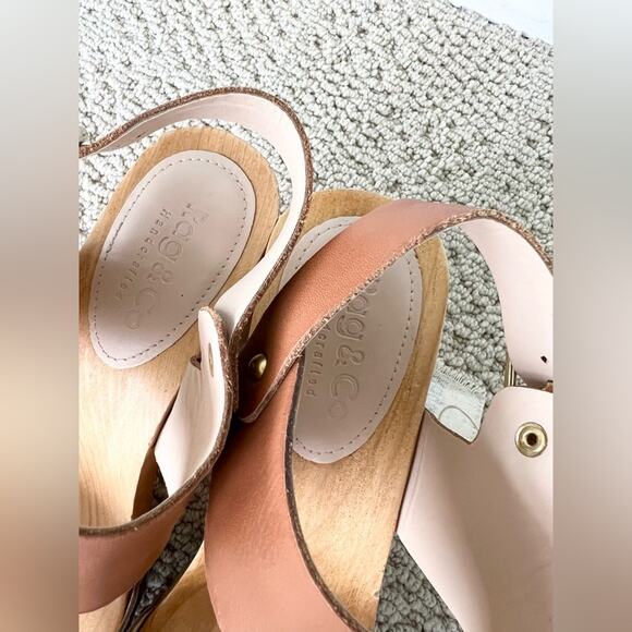 Rag & Co NWT Samara wooden clogs heel leather strap snake print boho summer 9 - Picture 4 of 11